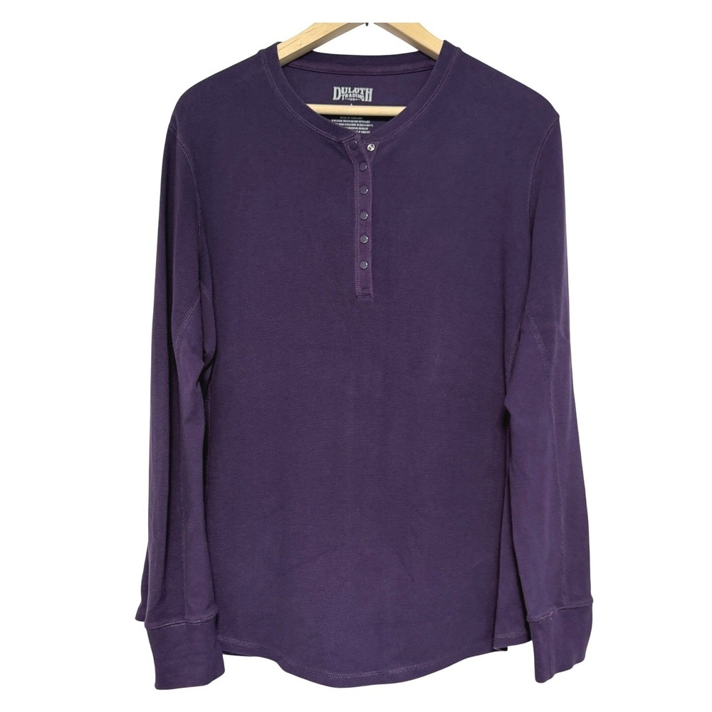 Duluth‎ Trading Co Thermal Henley Top Womens L Purple Waffle Knit Cotton Camping